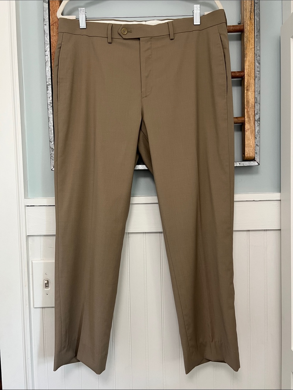 Mens Lauren by Ralph Lauren high performance wool pants slacks 34W 30L khaki tan